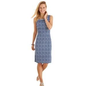 Talbots Blue Star Geometric Effortless Jersey Shift Dress